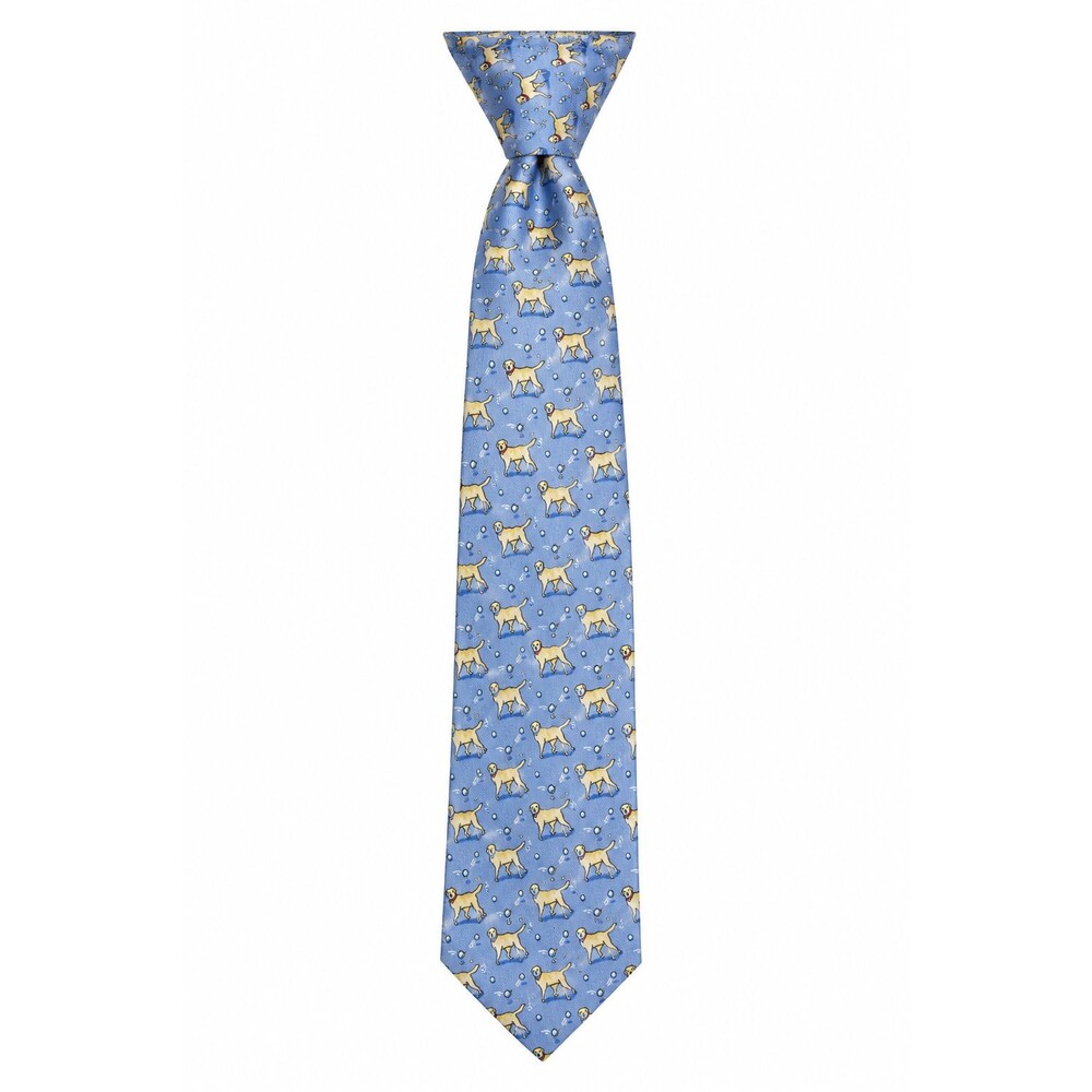 Vineyard Vines Yellow Lab Dog Silk Tie Blue Made USA 100% Silk Novelty Necktie